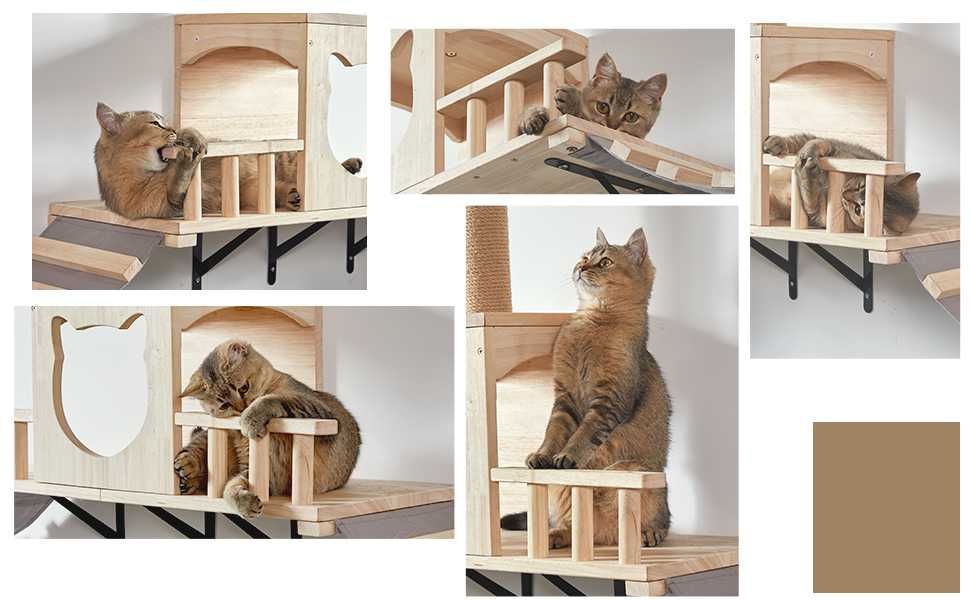 LitaiL Extra stabilne meble do wspinaczki dla kotów, z litego drewna