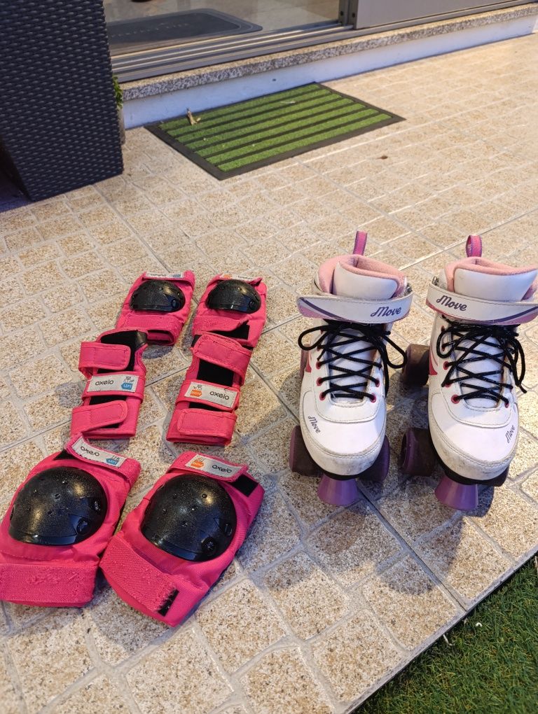 patins usados + proteção
