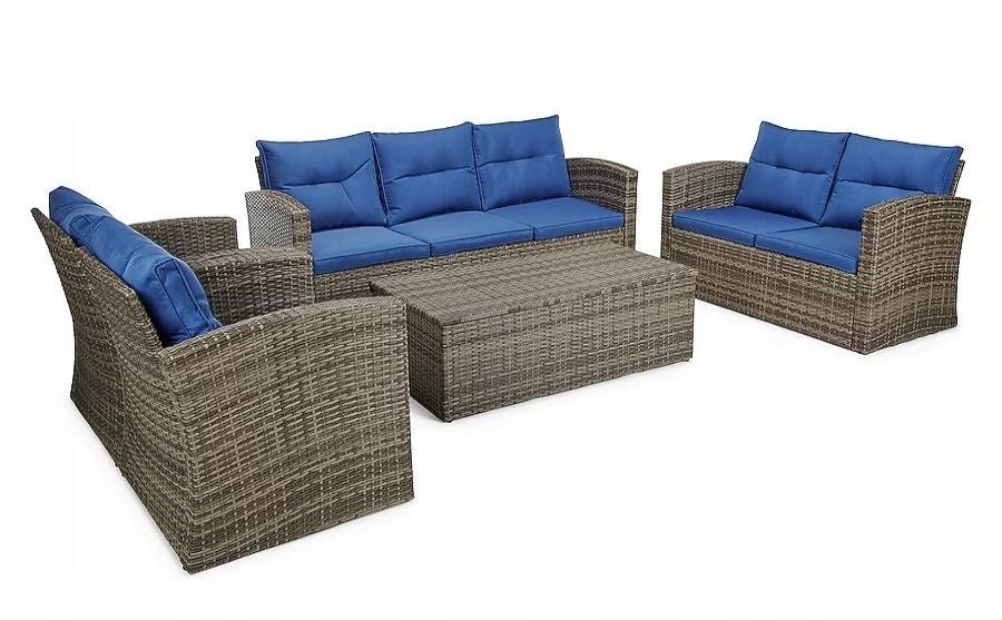 Zestaw wypoczynkowy EDYO LIVING na patio, 5 ele z wikliny z poduszkami