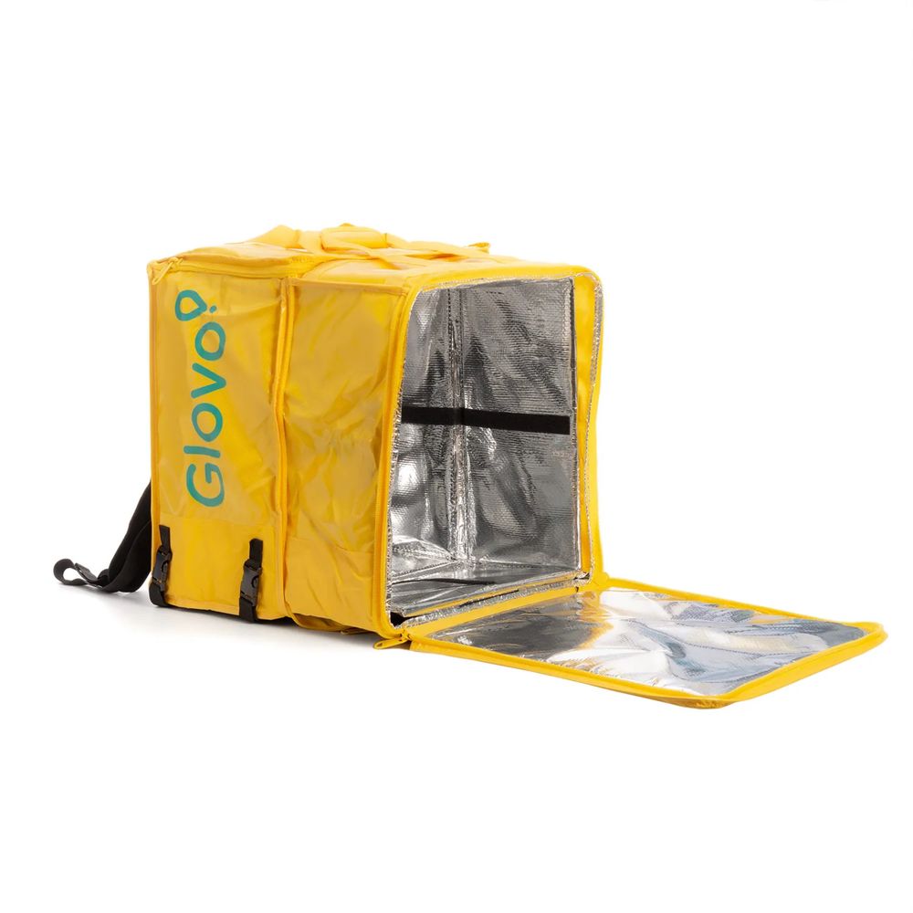 Mochila Glovo Expansível c/ capa de chuva