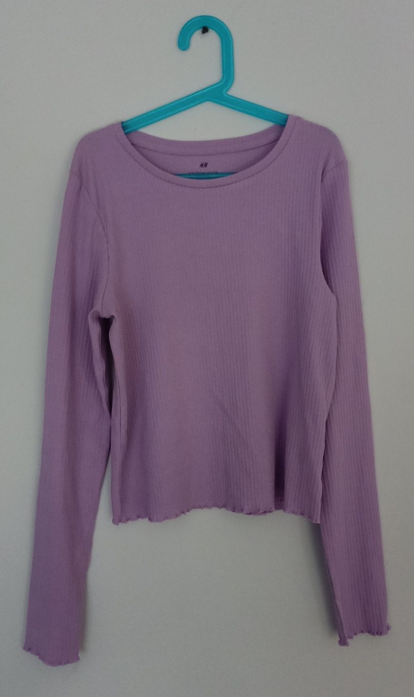 Liliowa, fioletowa Basic bluzka, bluzeczka, koszulka  h&m 158/164