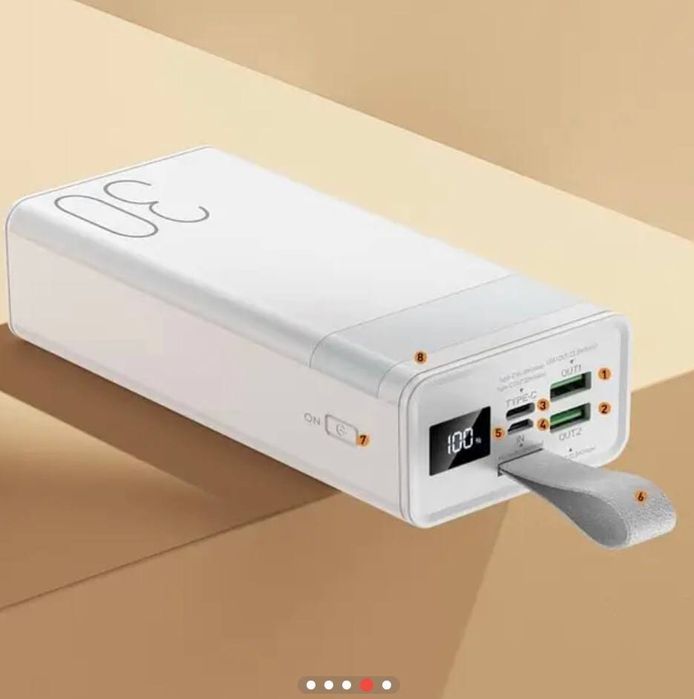 Портативная батарея POWER BANK 30000 mAh БЫСТРАЯ ЗАРЯДКА и ФОНАРИК