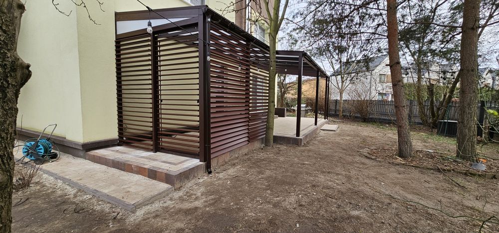 Pergola Aluminiowa 6x3m Zadaszenie Tarasu Ruchome ścianki, szklane