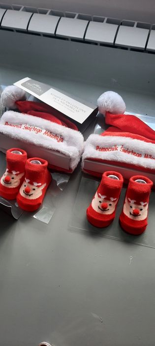 Zestaw komplet  świąteczny dla niemowląt bliźniaków r.0-12 m.