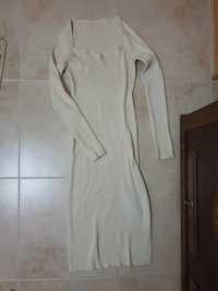 Vestido malha creme