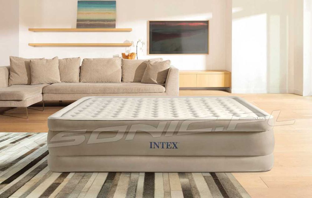 Materac welurowy z wbudowaną pompką 190 x 100 x 46 cm