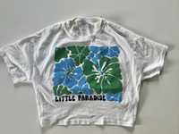 ZARA biały t-shirt z motywem hawajskim r.140cm Nowa