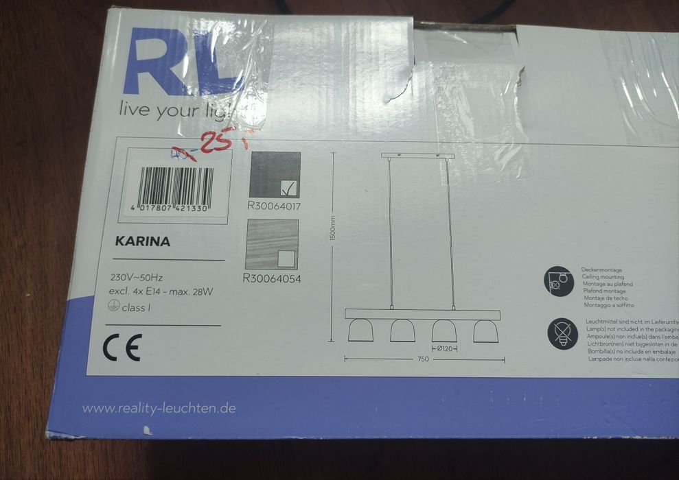 Lampa wisząca Karina Multikolor 4xE14