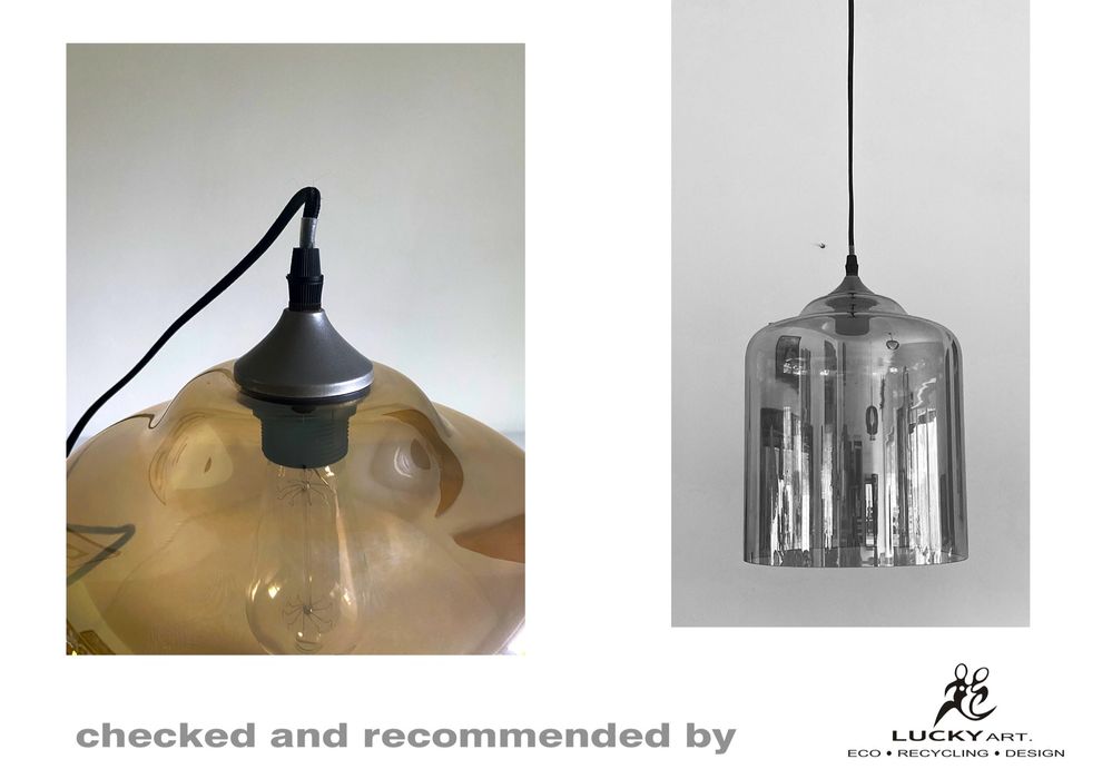 Szklana lampa wisząca cylinder bursztynowa