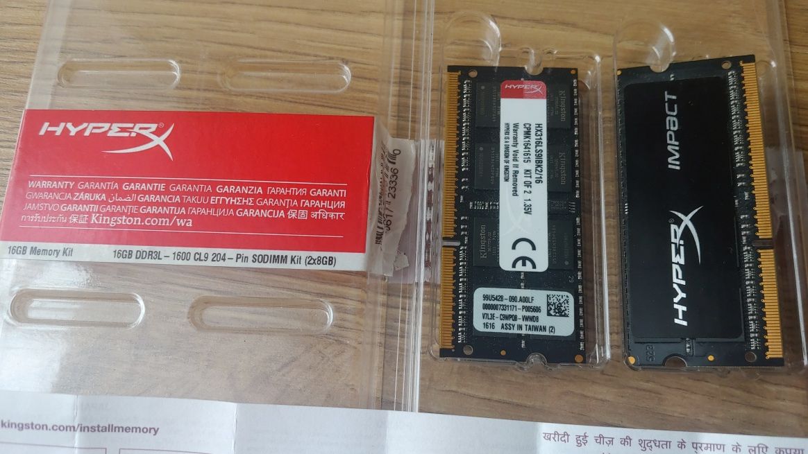 Pamięć RAM laptop HyperX FURY Impact DDR3. 2x8GB 16 GB 1600 MHz CL9