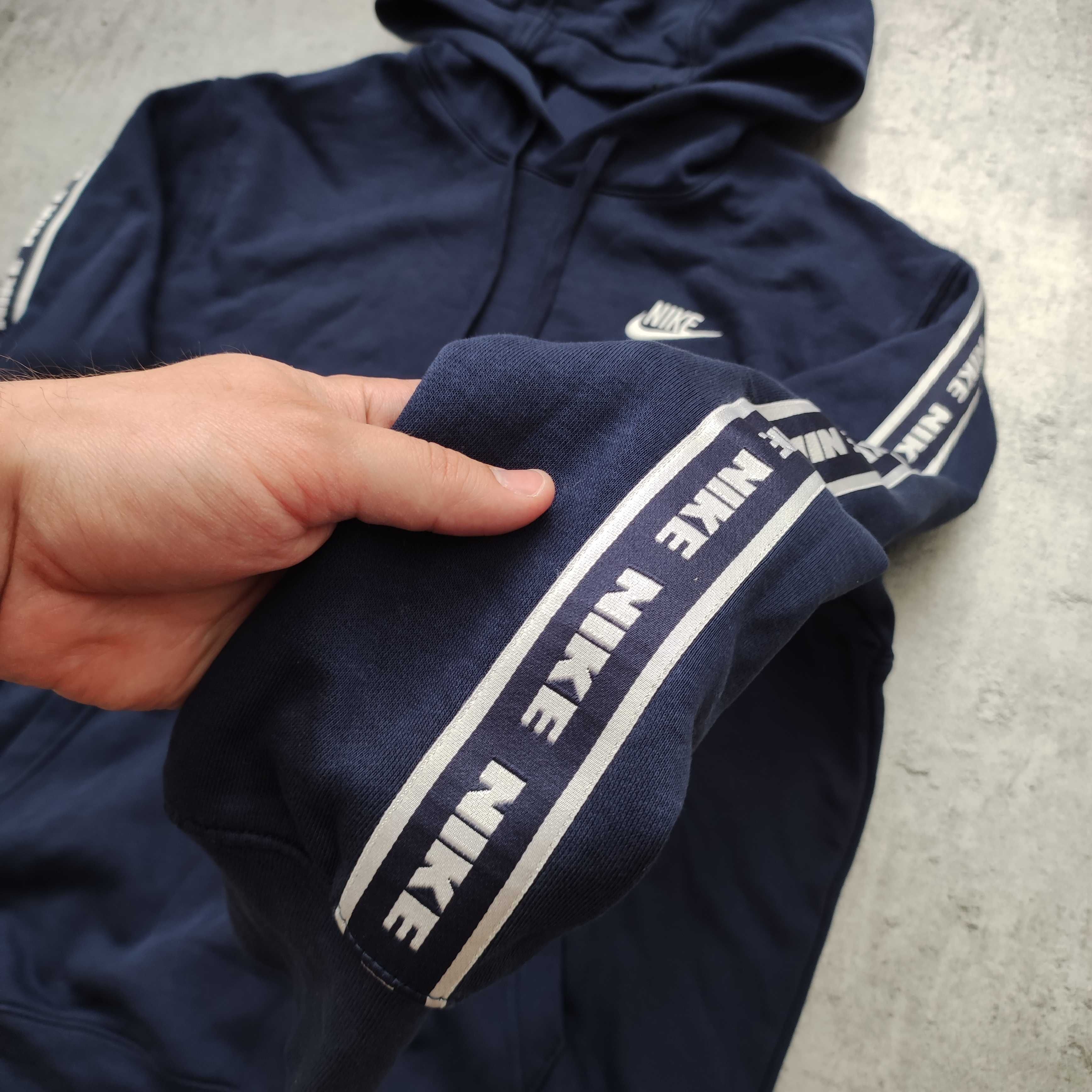 MĘSKA Bluza PREMIUM z Kapturem Bawełna Lampas Granatowa Nike Air Max