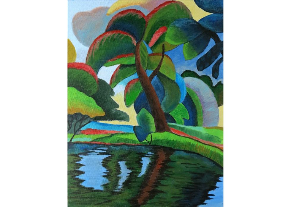 Ręcznie malowany obraz 30x40 abstrakcyjny pejzaż