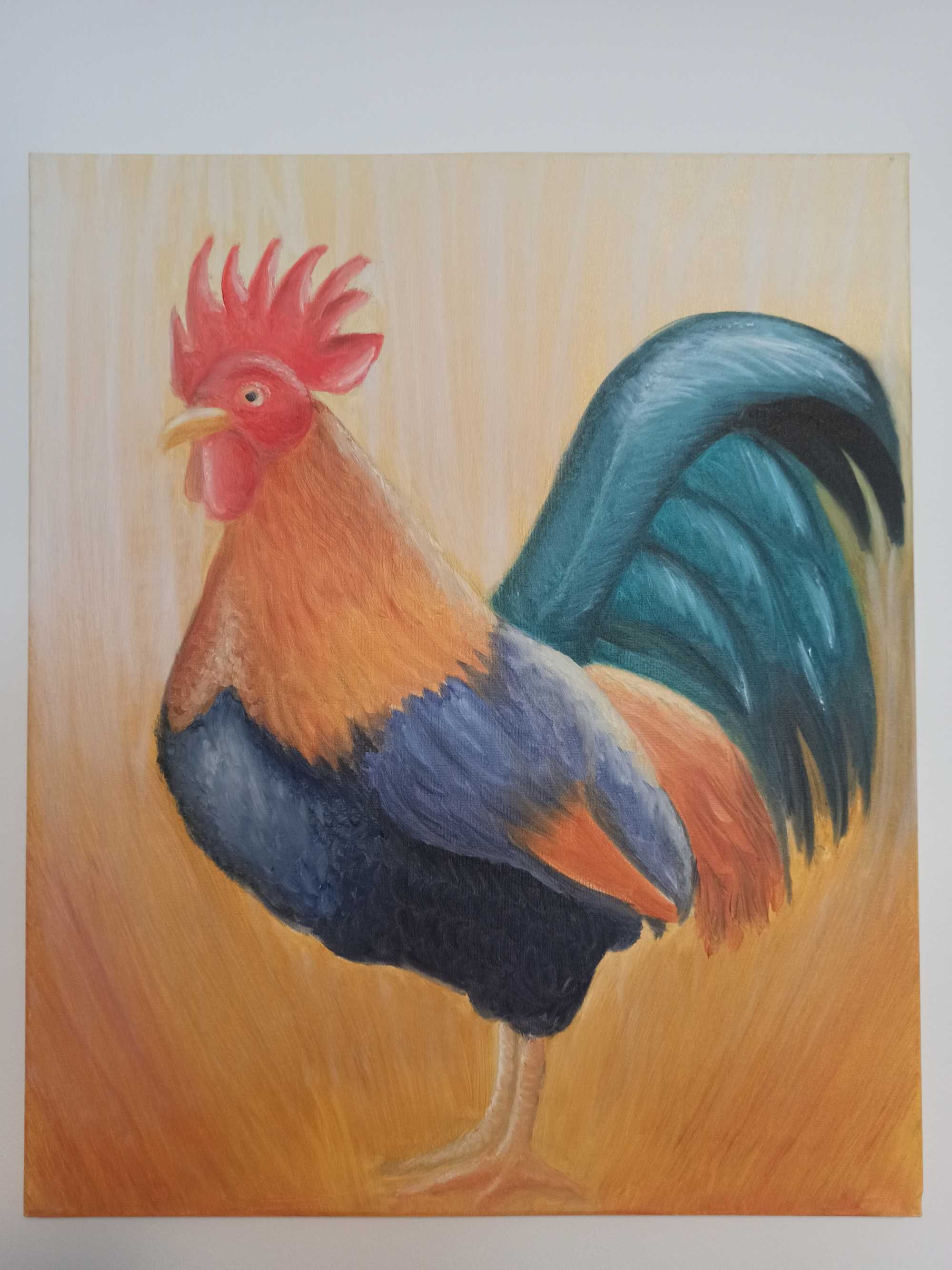 Obraz "Kogut" 60x50 Farba olejna, zwierzęta, wieś, PREZENT ROCZNICA