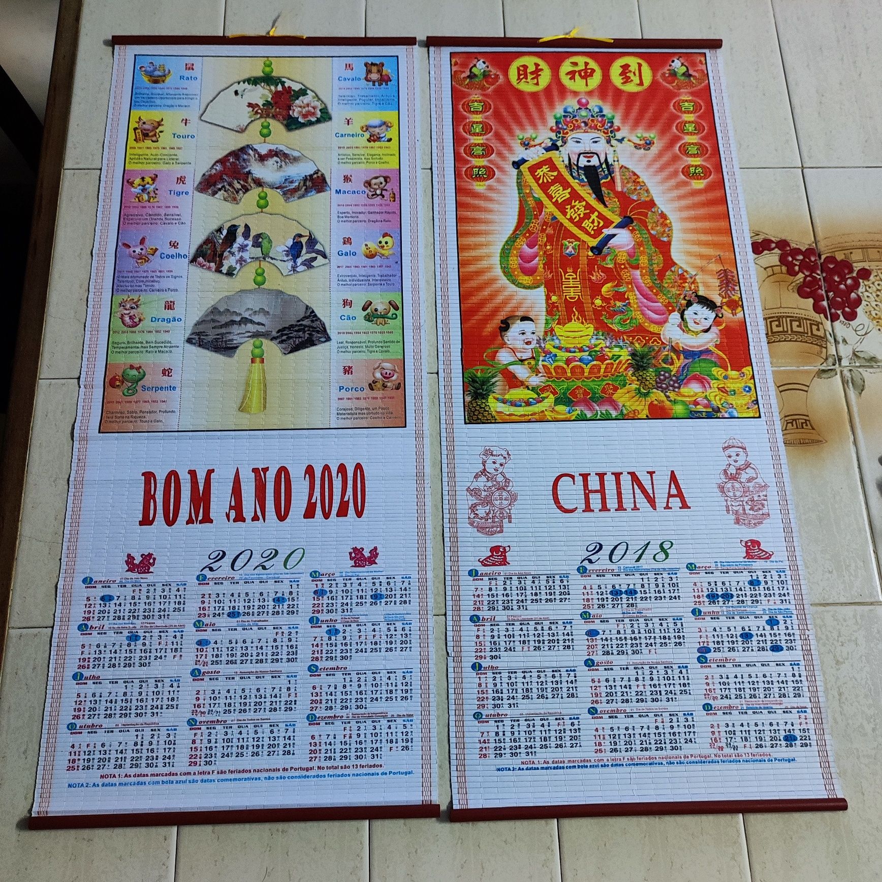 Calendários Chineses de 2018 e 2023