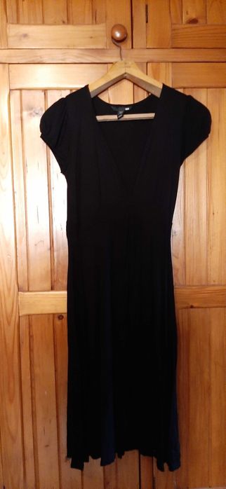 Sukienka Damska H&M M/38 - Czarna, Bawełna, Dekolt V-neck