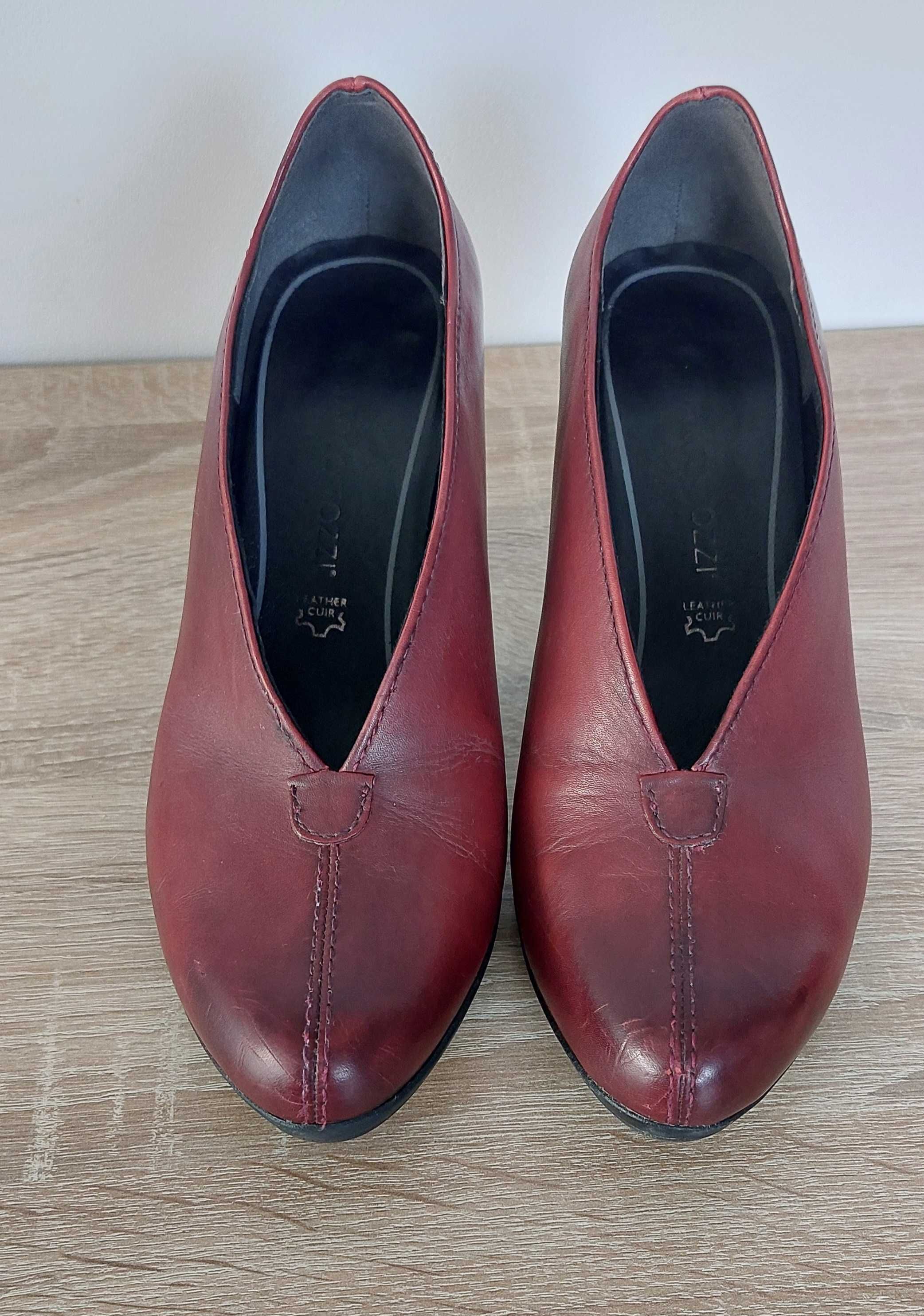 buty skórzane Marco Tozzi bordowe rozm.38