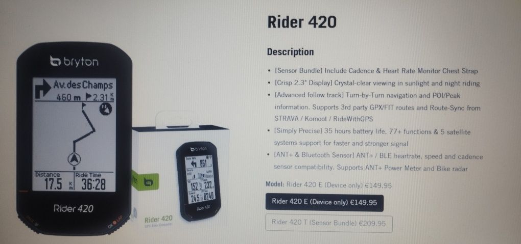 GPS Bryton Rider 420