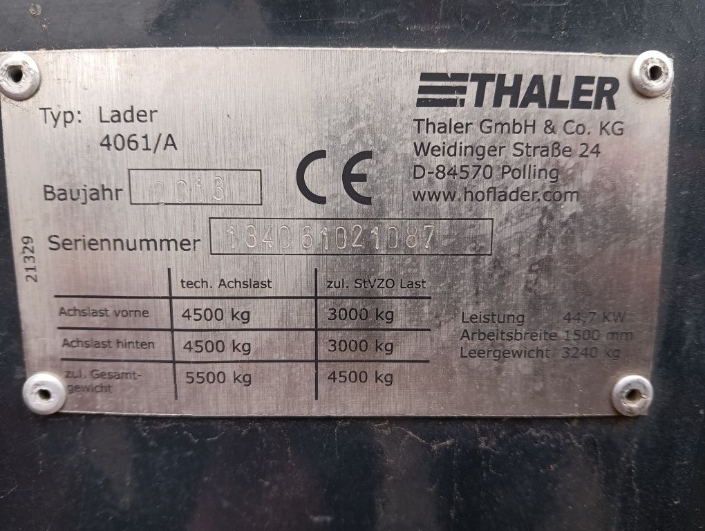 Ładowarka przegubowa thaler 4061/a ładowarka przegubowa typu weidemann