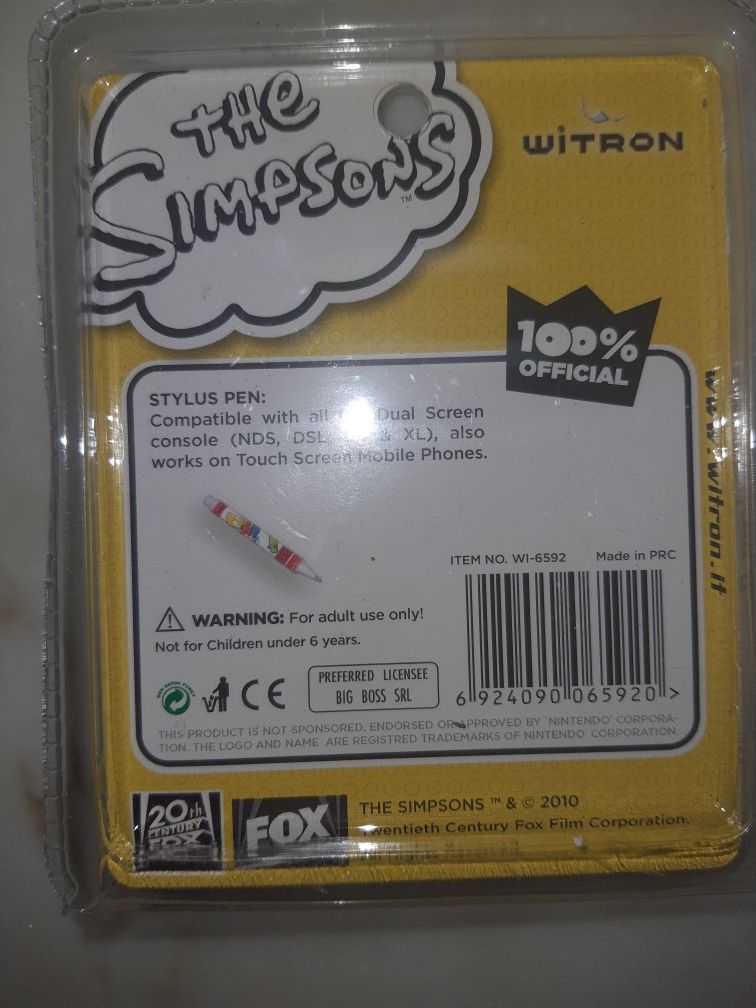 Caneta stylus pen simpsons nintendo ds 3ds nova oportunidade