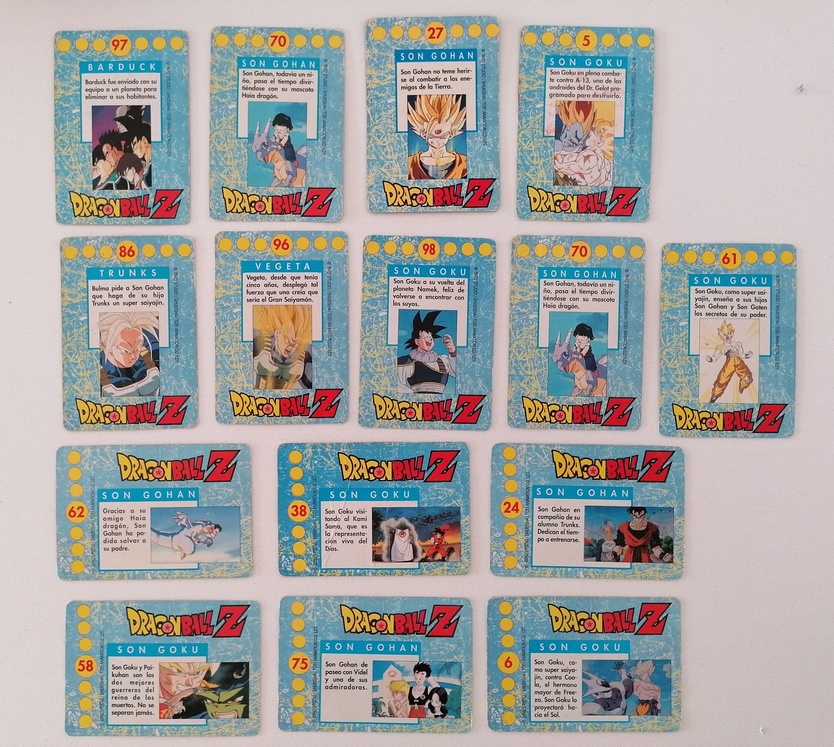 Cartas Dragon Ball Z da BIRD STUDIO