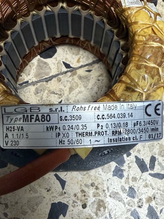 Motor monofasico para estufas MFA80