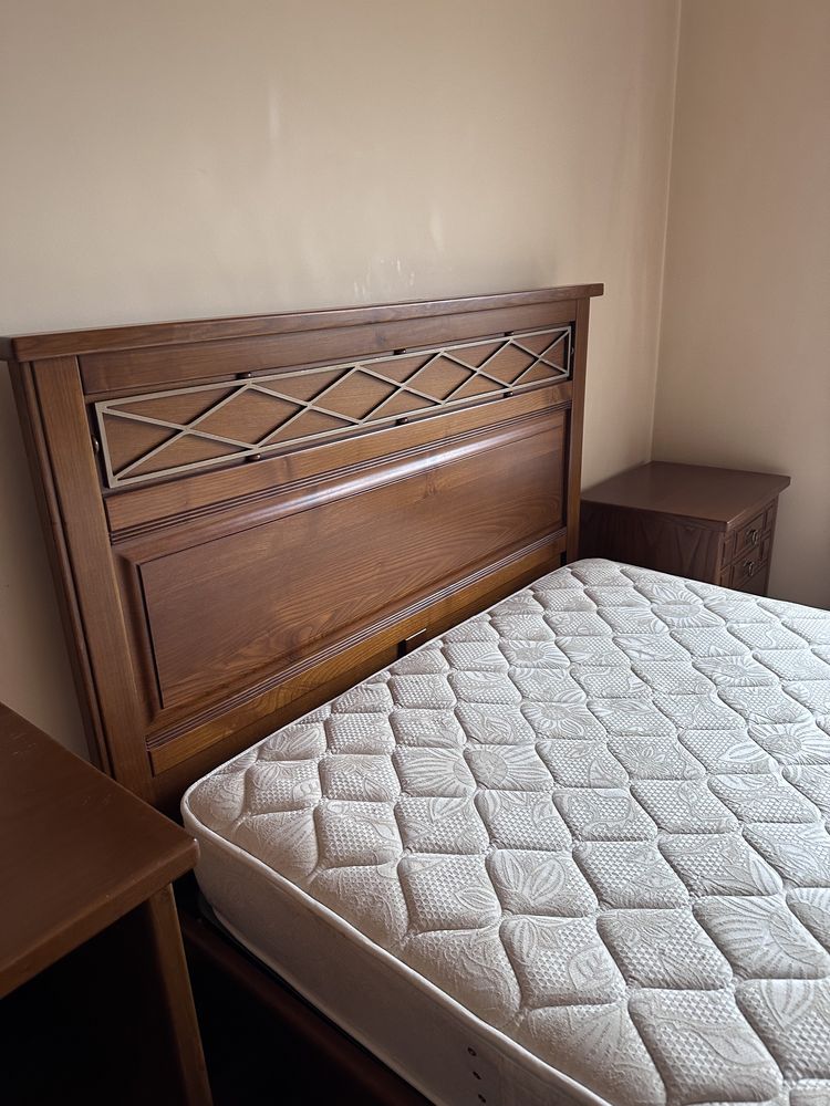 Cama 1,30cmx208cm Madeira Maciça Mogno c/colchao ortopédico incluído