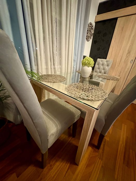 Stół szklany blat dąb sonoma 150cm x90 cm