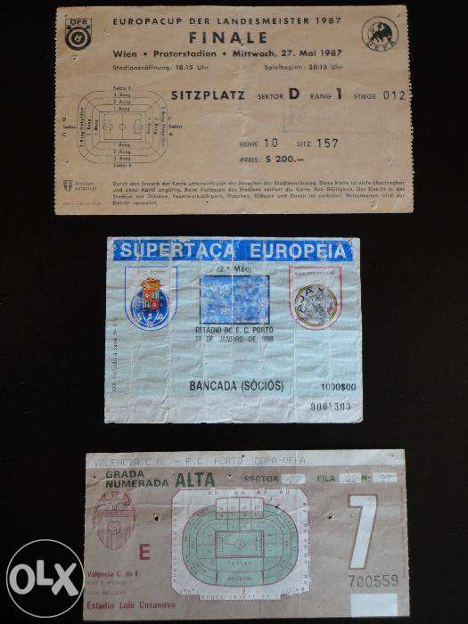 Vendo Bilhetes do F.C. Porto Campeão Europeu em 1987 e Supertaça Europ