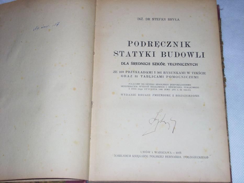 Bryła Podręcznik statyki budowli 1925r