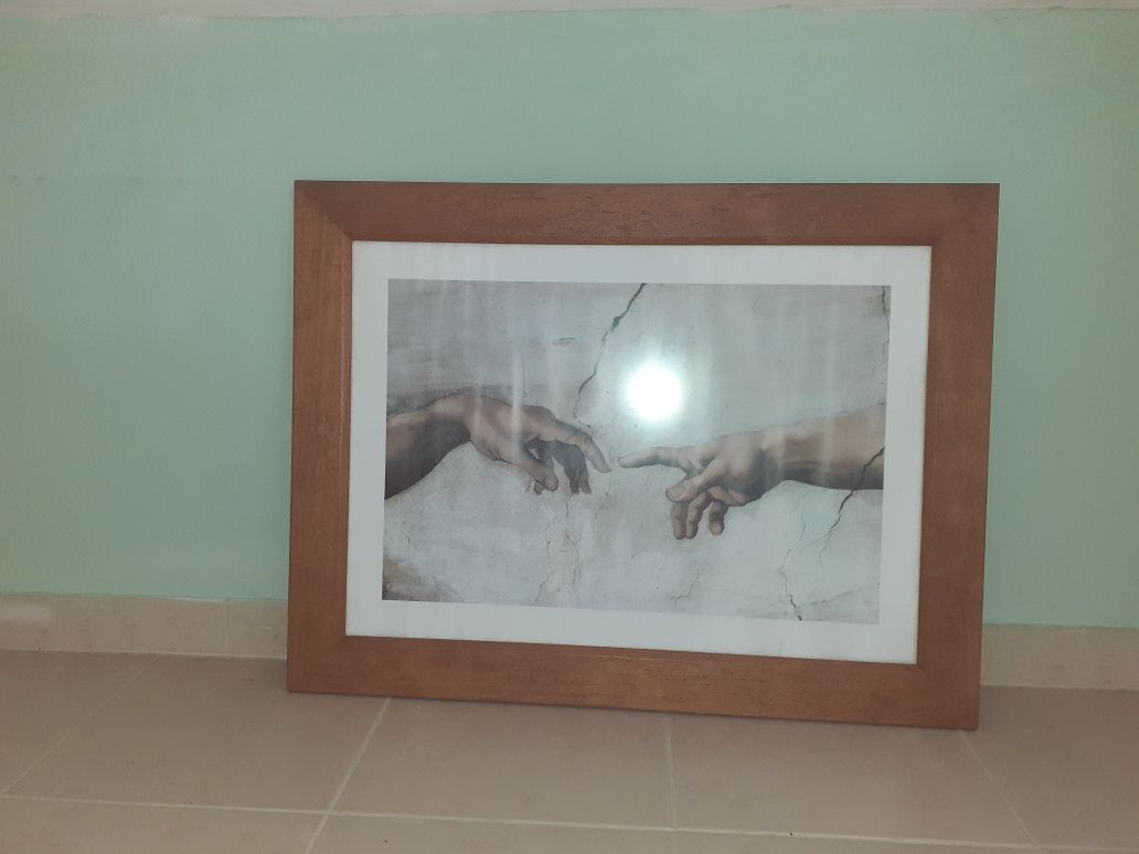 Quadro a mão de Deus, ou a criação de Adão. MiguelÂngelo