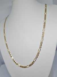 Złoty łańcuszek figaro rodowane białe złoto próba 585 14k
