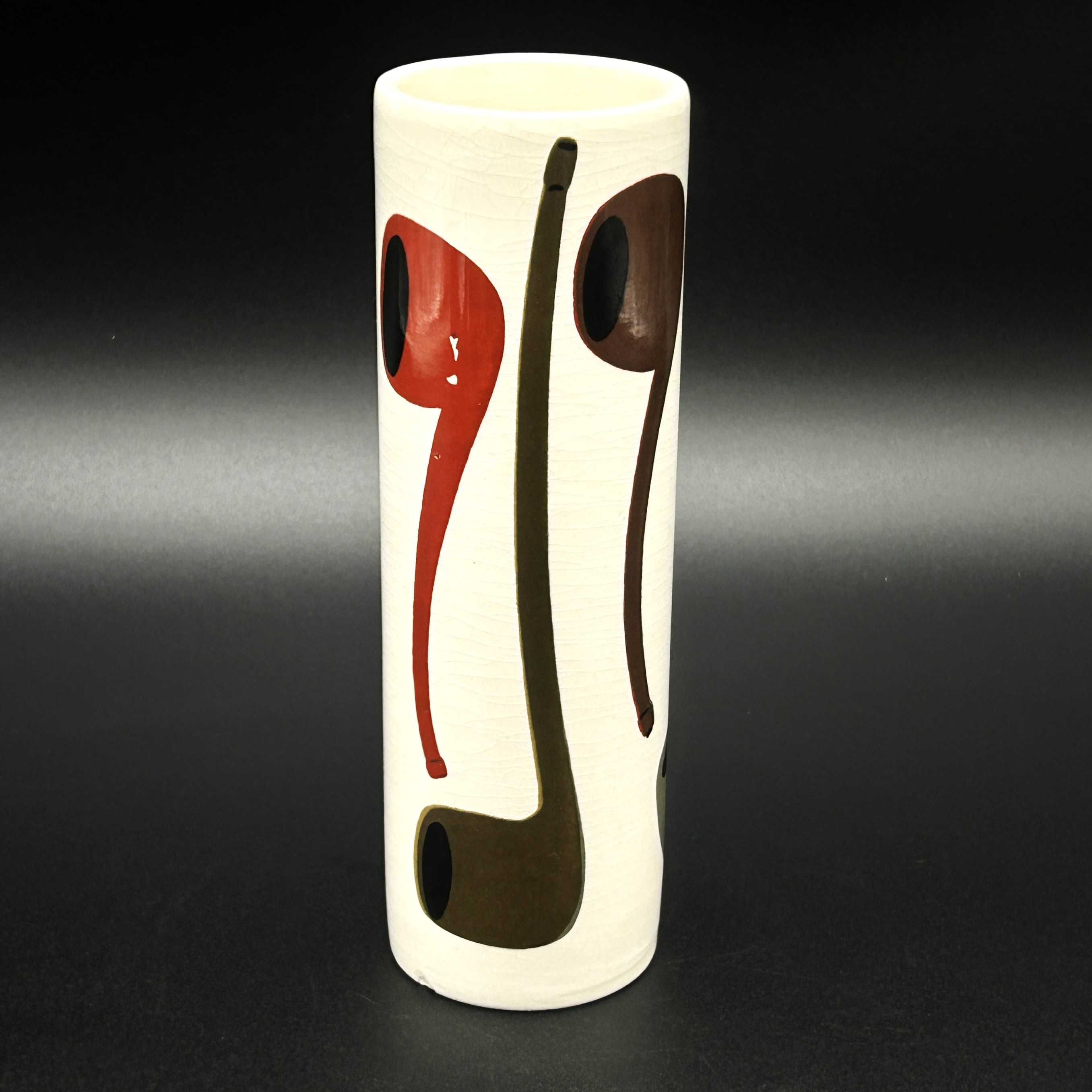 Ceramiczny wazon-wazonik z motywem fajkowym. Lata 60 ubiegłego wieku