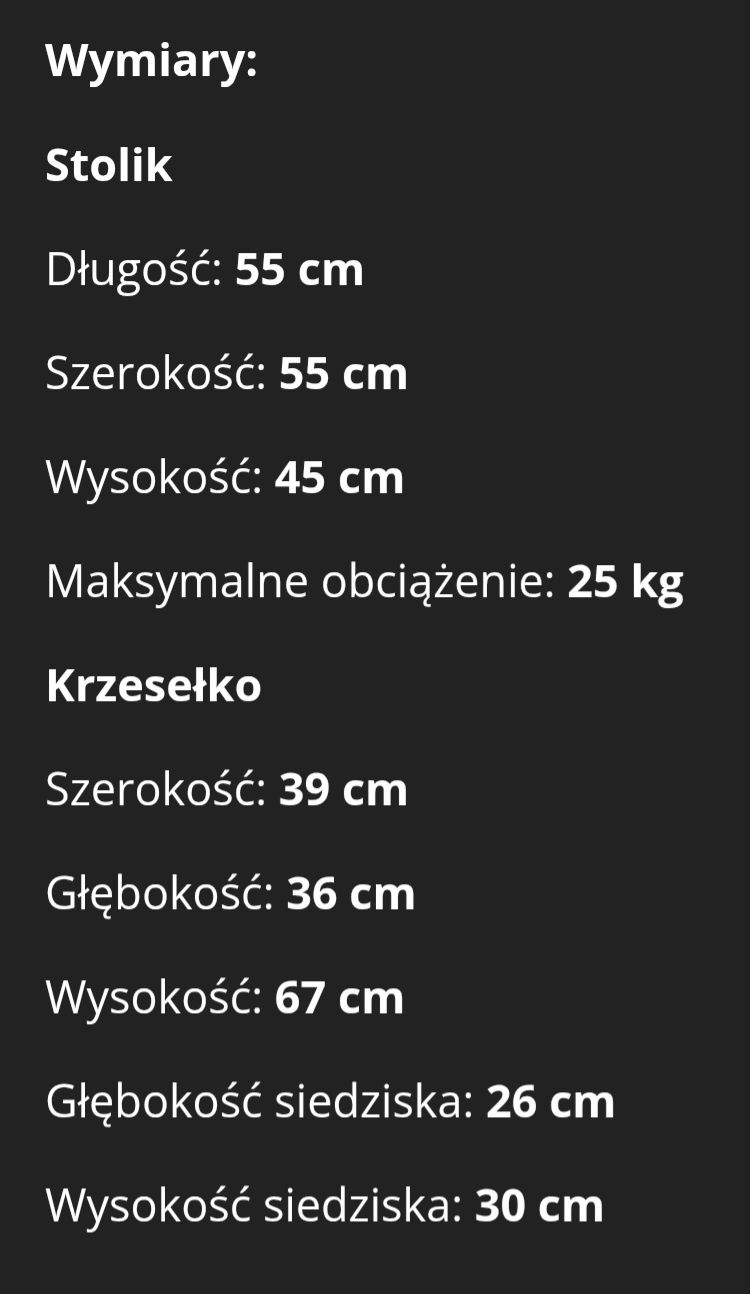 Stolik +2 krzesełka Ikea