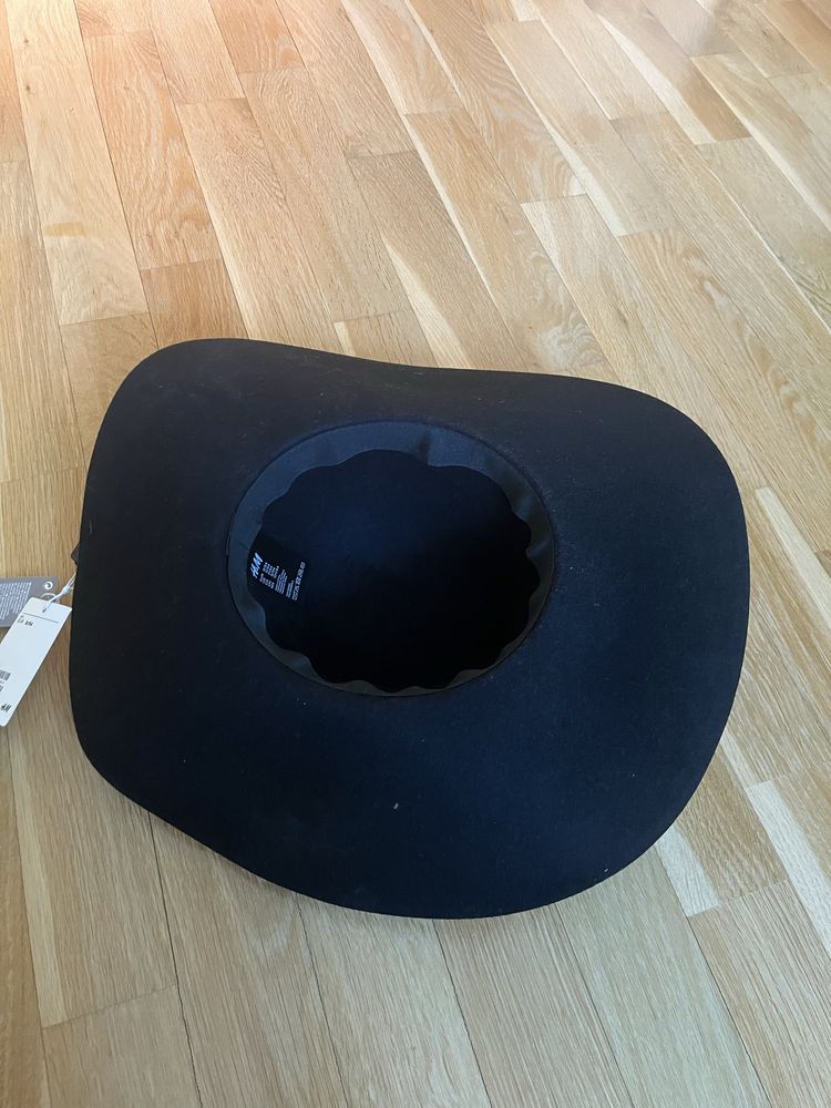H&M czarny kapelusz wełniany wełna S 54