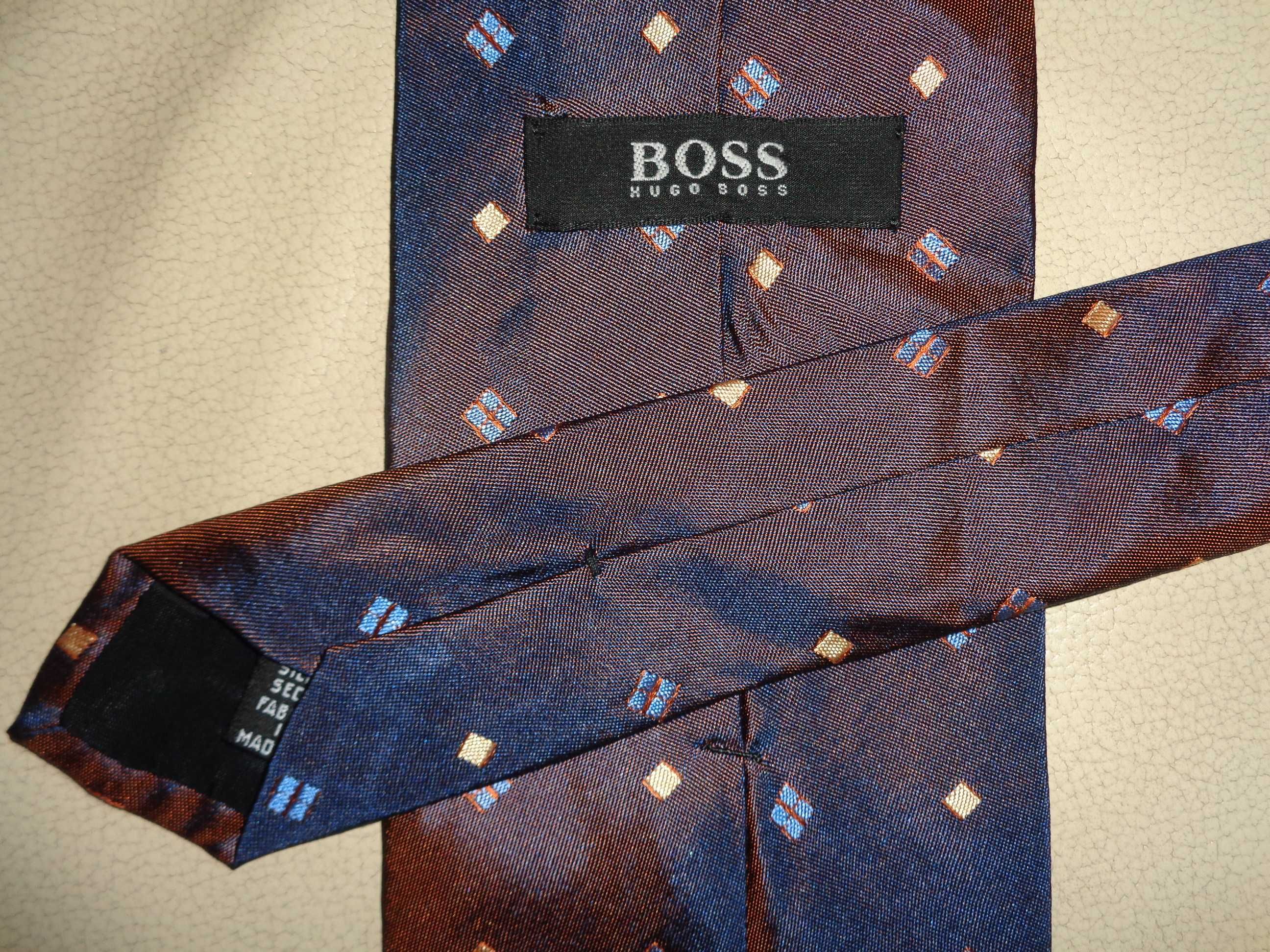 HUGO BOSS oryg. jedwabny mieniący się luksusowy elegancki krawat SILK