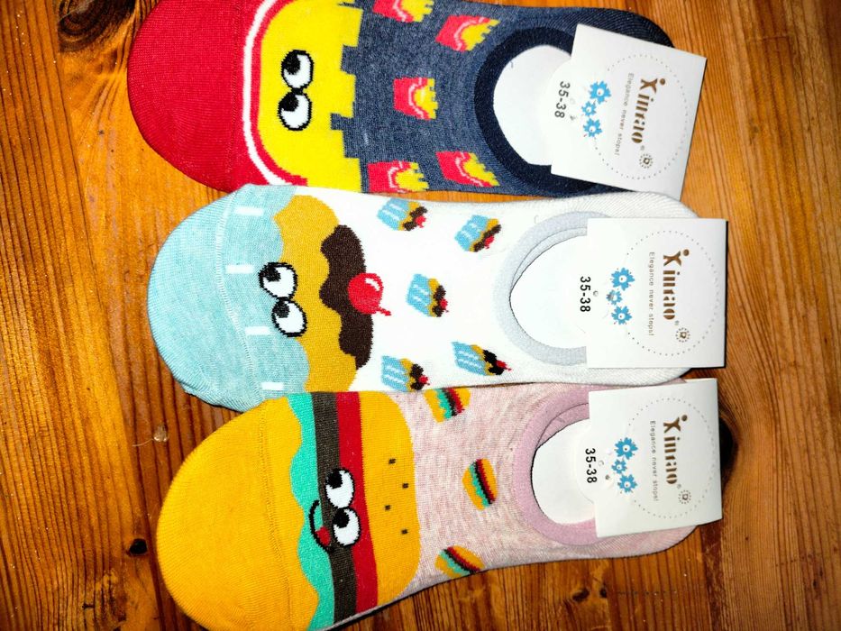 Zestaw skarpet stópek - motyw pizza frytki i babeczka