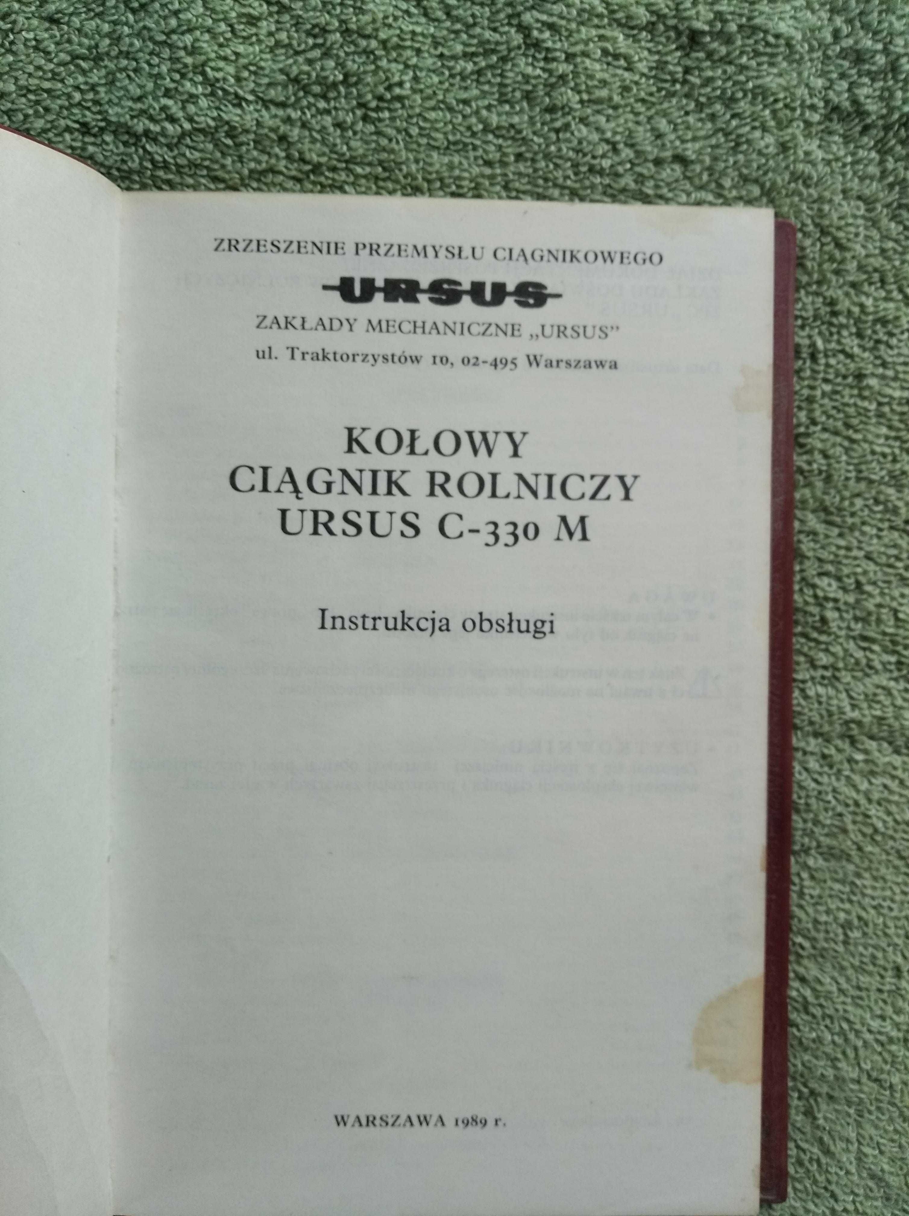 Instrukcja obsługi ciągnik rolniczego Ursus C-330M oryginalna PRL 1989
