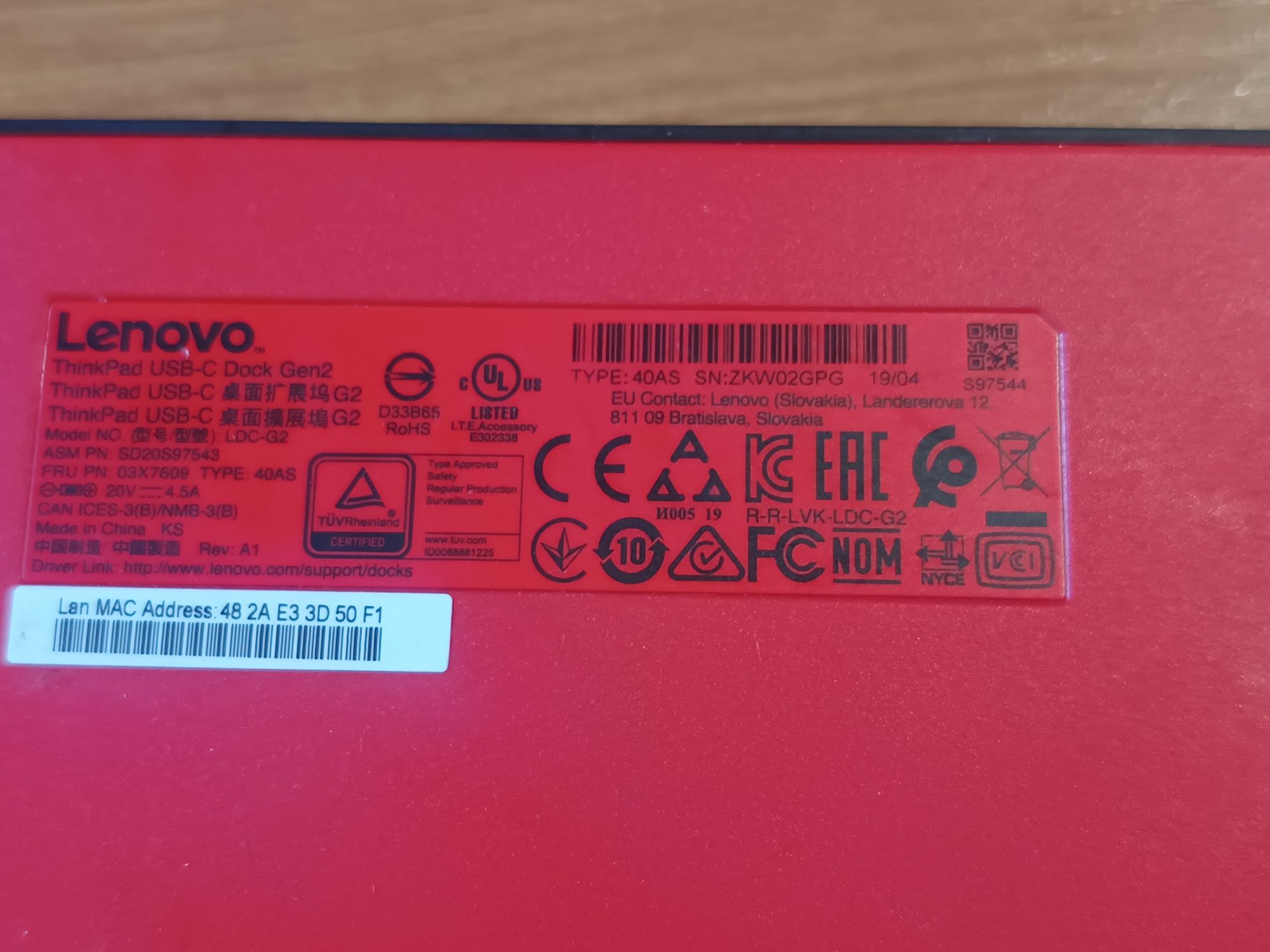 Stacja dokująca Lenovo komplet