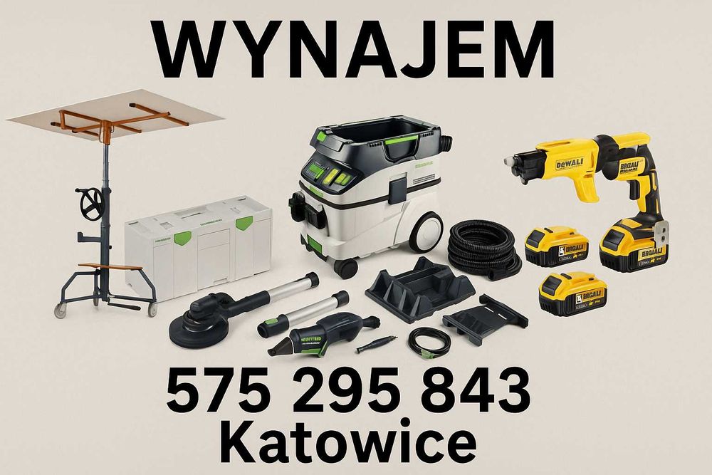 Szlifierka do gipsu/żyrafa/odkurzacz/podnośnik GK/wkrętarka - WYNAJEM