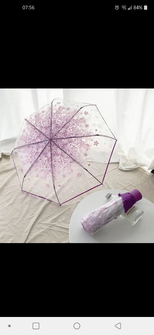 Parasolka parasol Fioletowy - przeźroczysty.