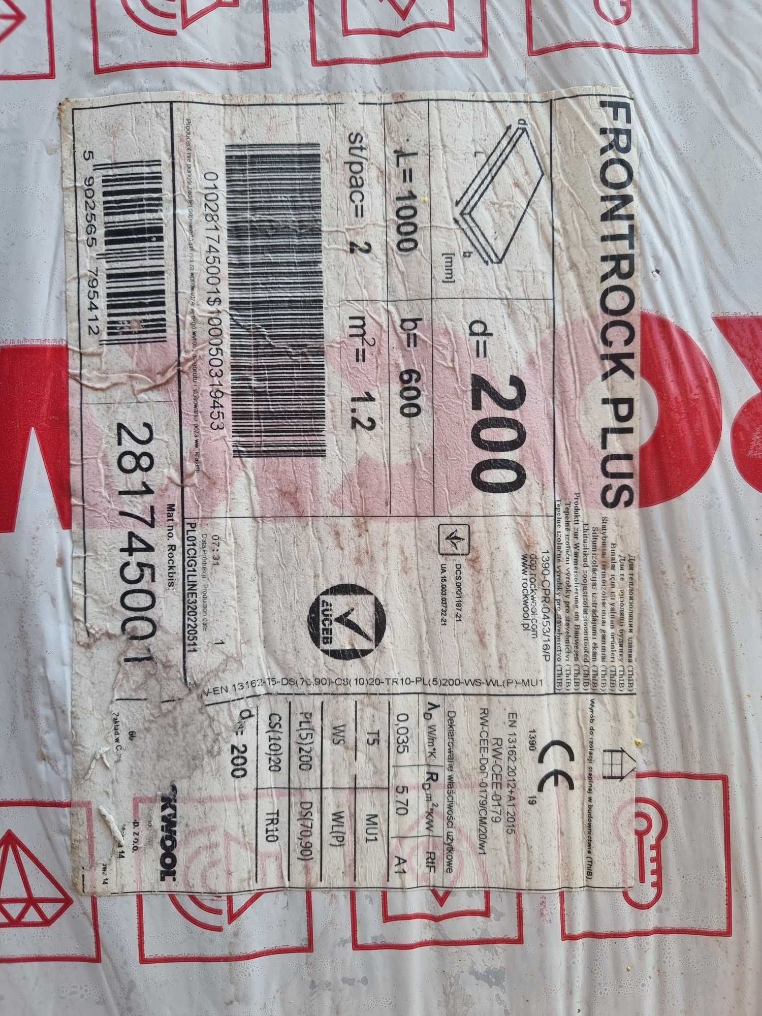 wełna elewacyjna rockwool Frontrock plus 200