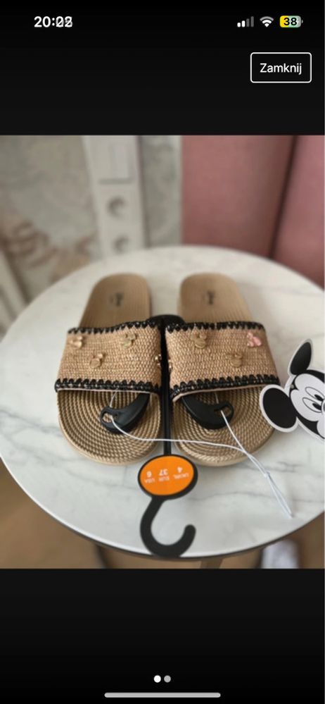Primark Mickey Mouse nowe klapki 37