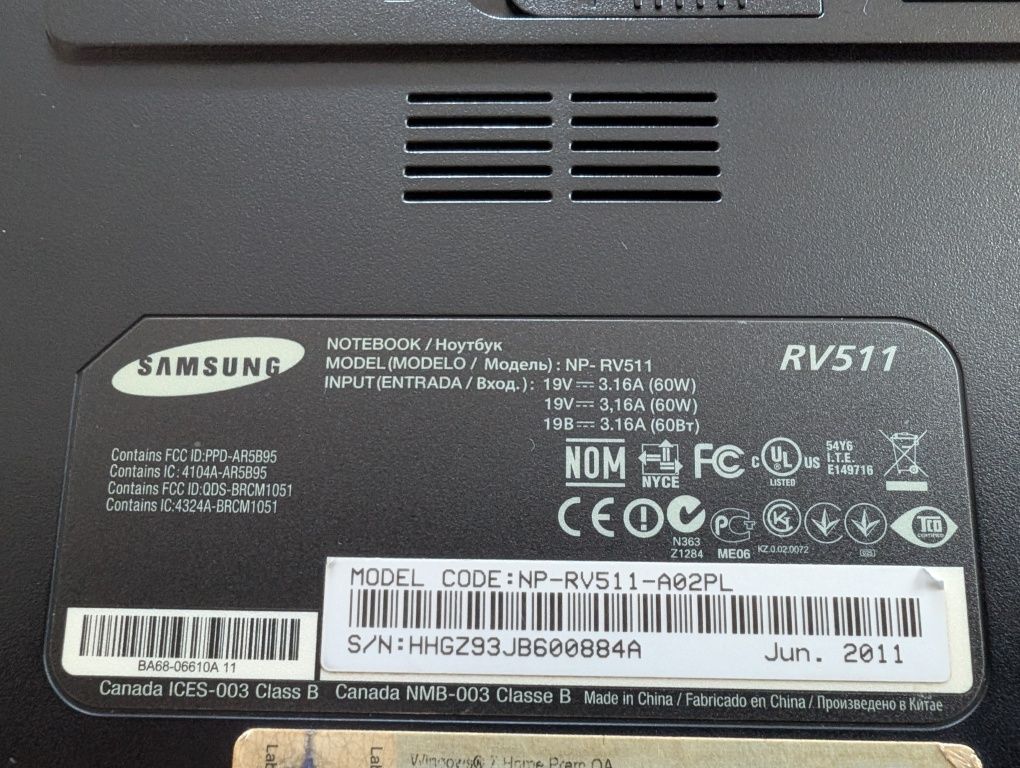 Samsung RV511 i3-M380
