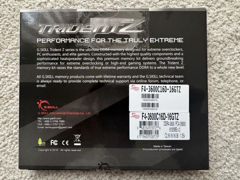 Gskill Trident z 16GB 3600 C16