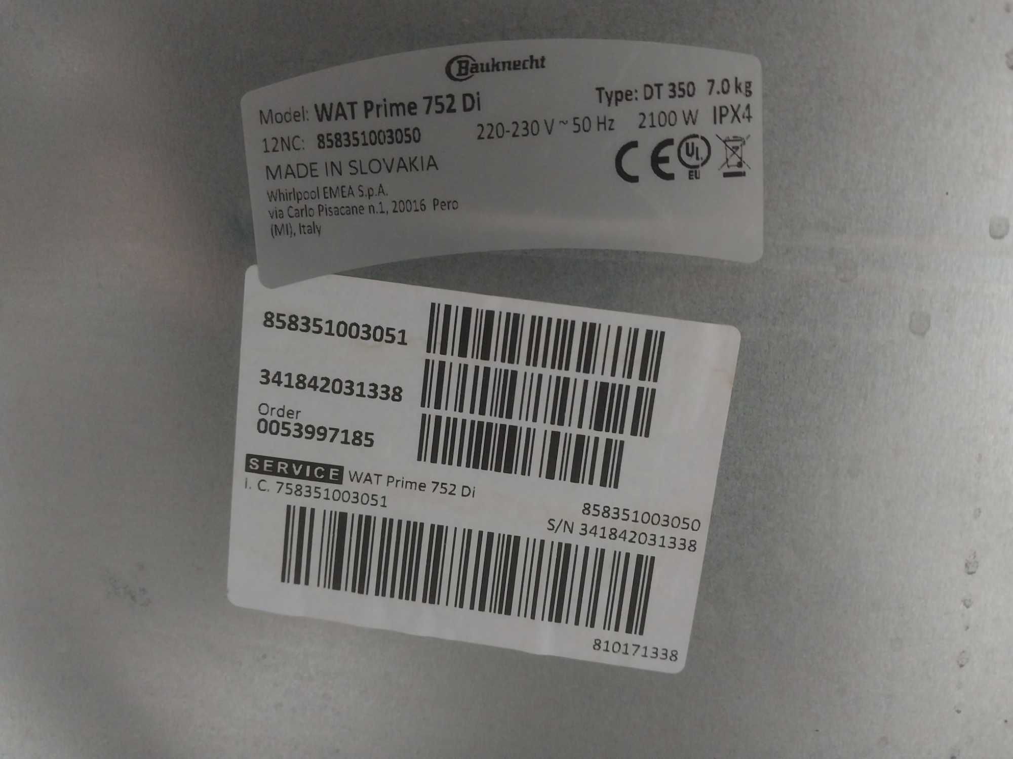 Пральні машини     AEG L76269TL3 та  BAUKNECHT   WAT Prime 752 Dі