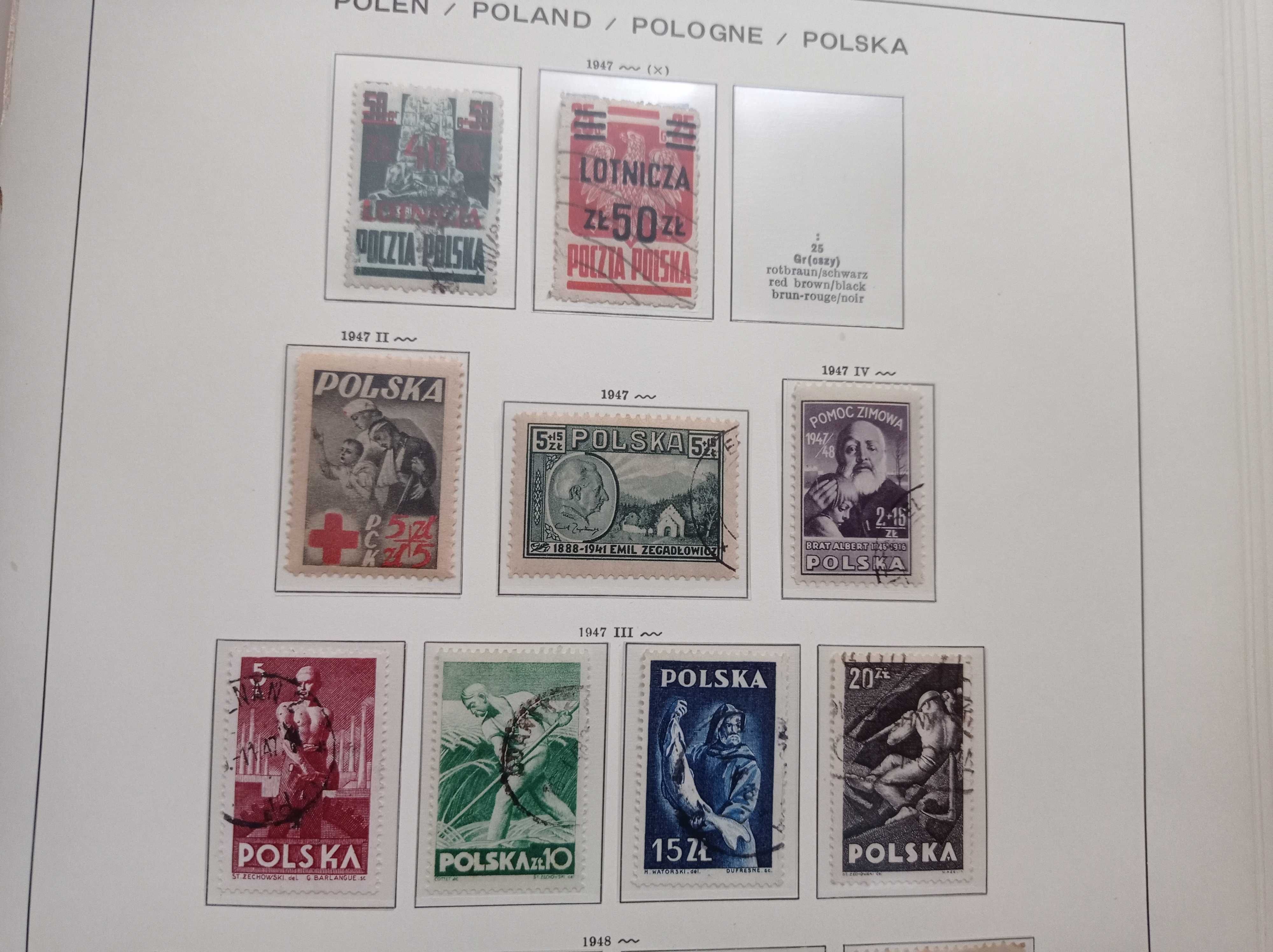 znaczki z rocznika 1947, komplet