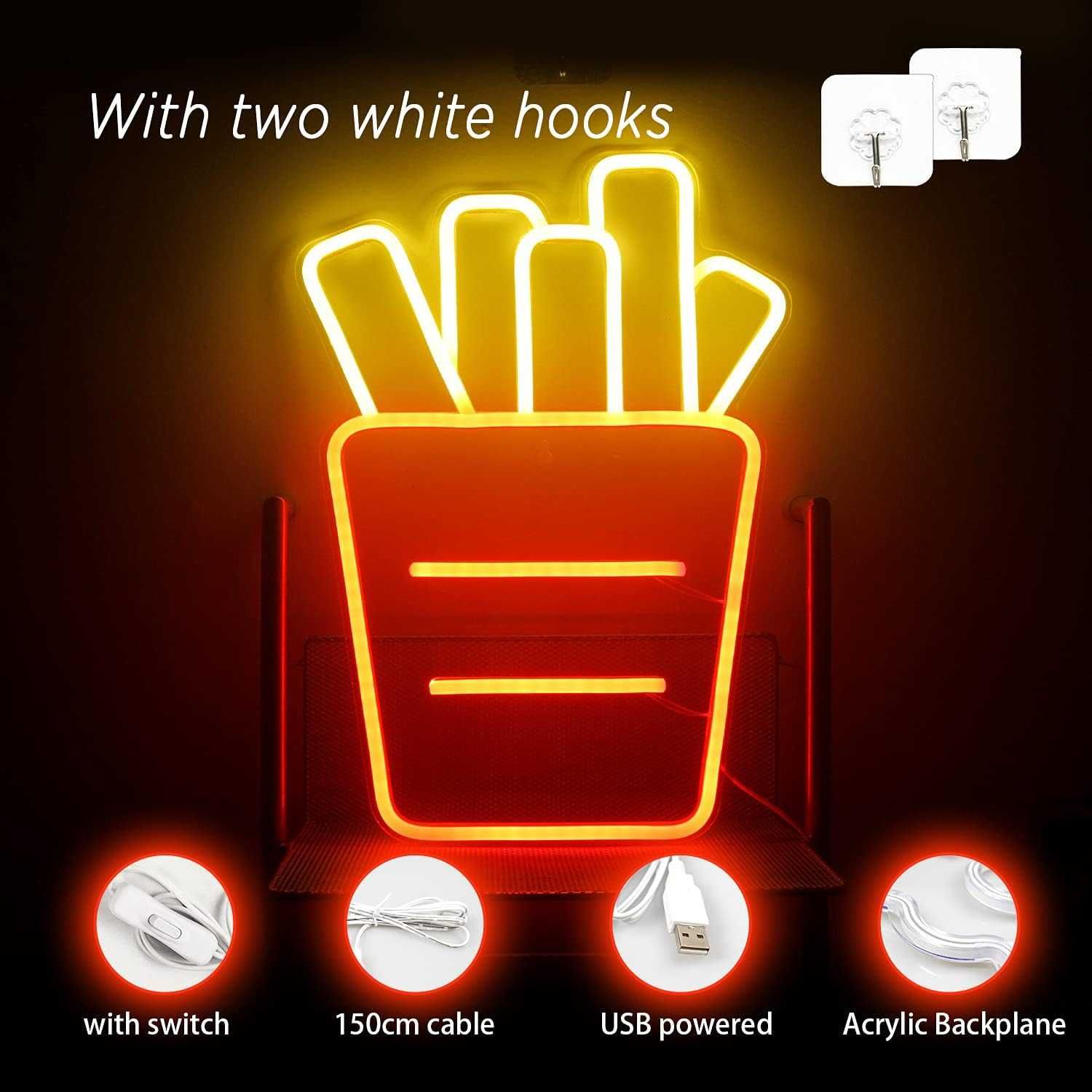Sinal Luminoso Néon LED em Acrílico Forma de Pacote de Batatas Fritas