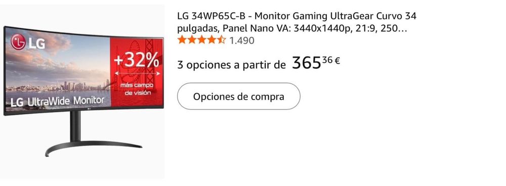 Monitor curvo LG 34'