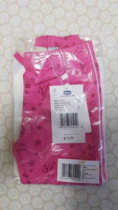 Calças bebé marca Chicco cor Fúcsia - Tamanho 18 meses, 86 cm (NOVO)
