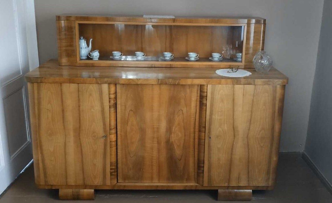 - Mebel PRL - Stary bufet z nadstawką (kredens, komoda)